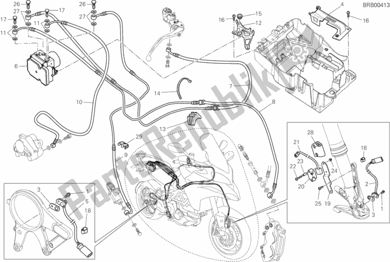 All parts for the Braking System Abs of the Ducati Multistrada 1200 S Touring Thailand 2014